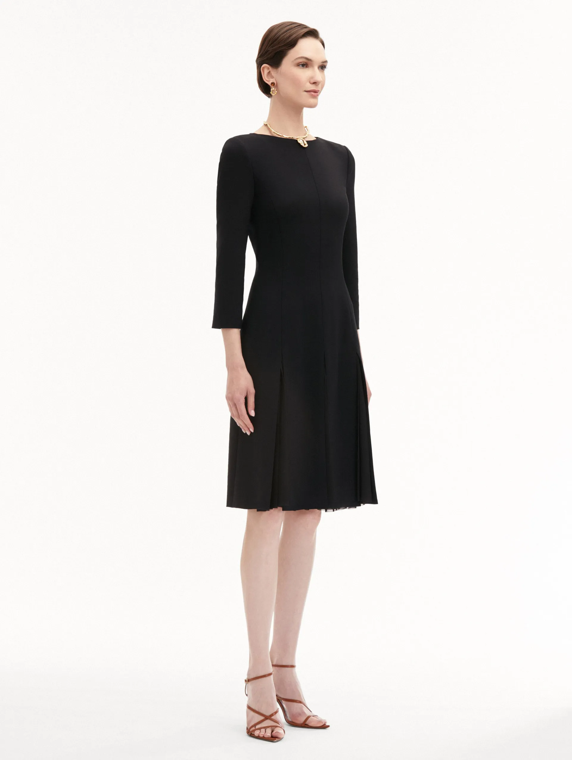 Wool & Chiffon Inset Dress sold by Oscar de la Renta product image thumbnail 4