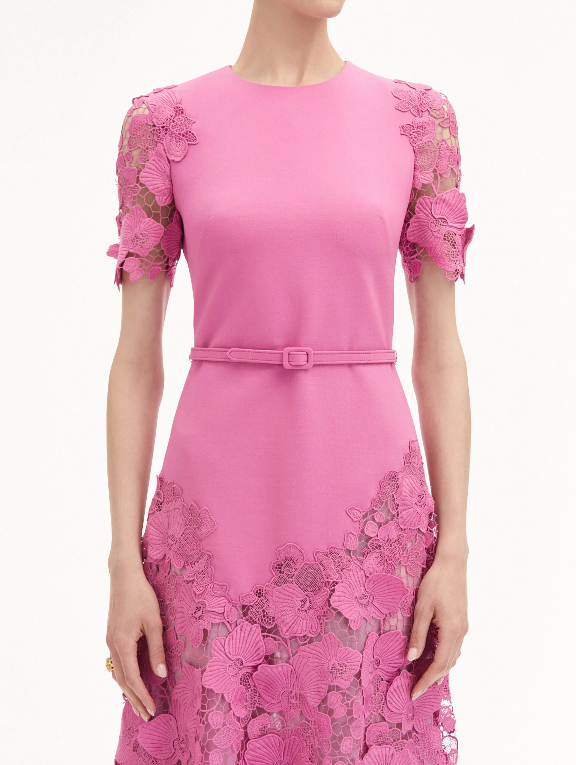 Orchid Guipure Lace Inset Dress sold by Oscar de la Renta product image thumbnail 5
