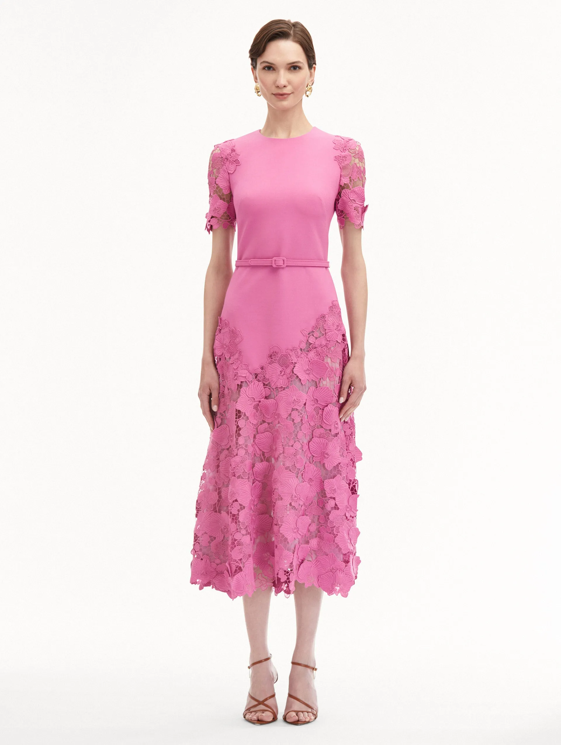 Orchid Guipure Lace Inset Dress sold by Oscar de la Renta product image thumbnail 2