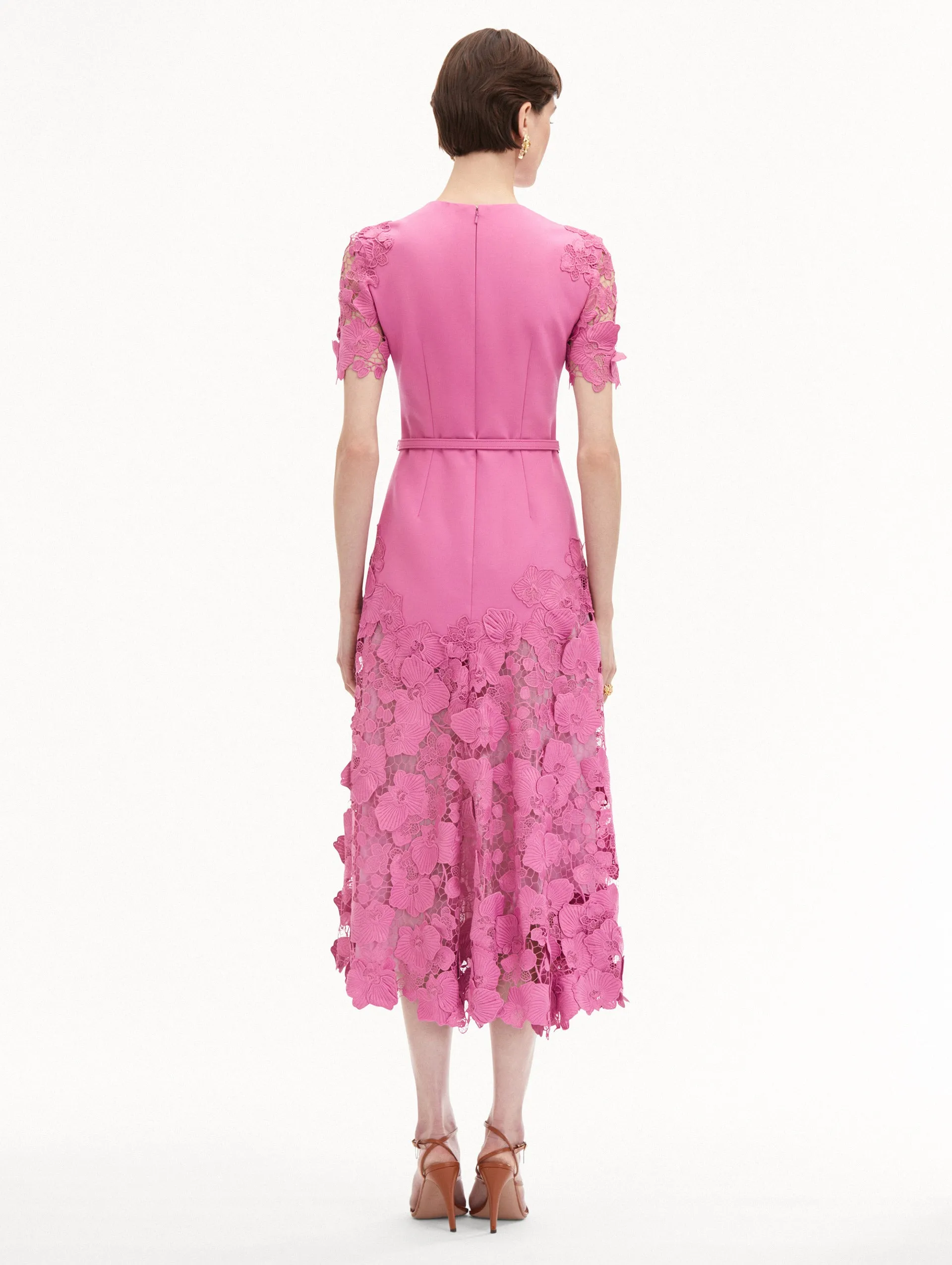 Orchid Guipure Lace Inset Dress sold by Oscar de la Renta product image thumbnail 3