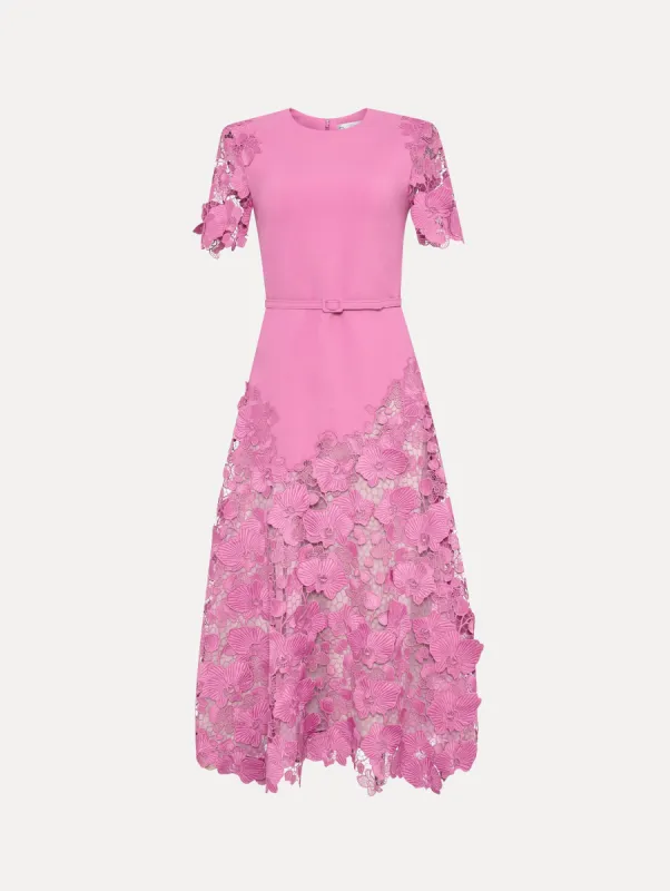 Orchid Guipure Lace Inset Dress sold by Oscar de la Renta