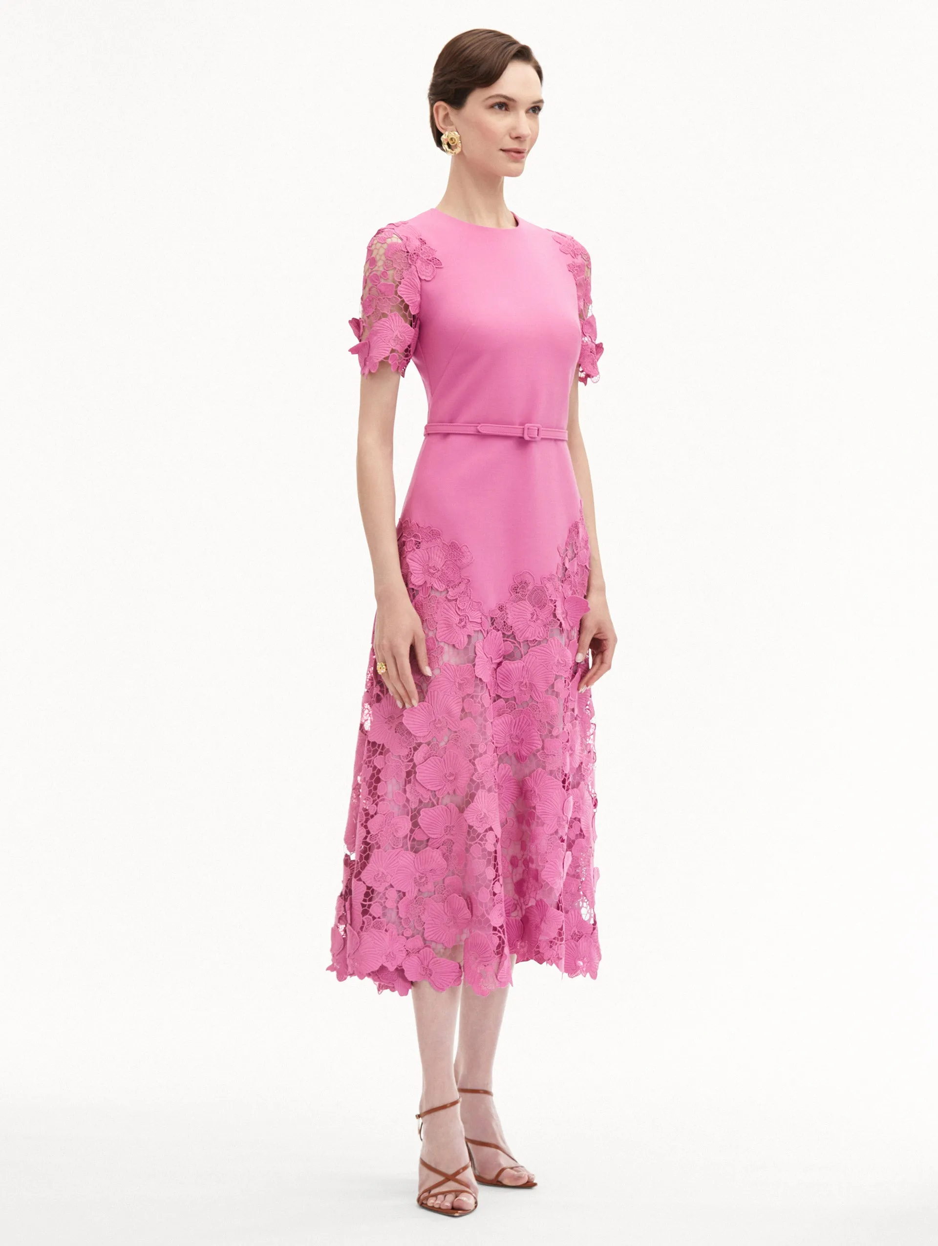 Orchid Guipure Lace Inset Dress sold by Oscar de la Renta product image thumbnail 4