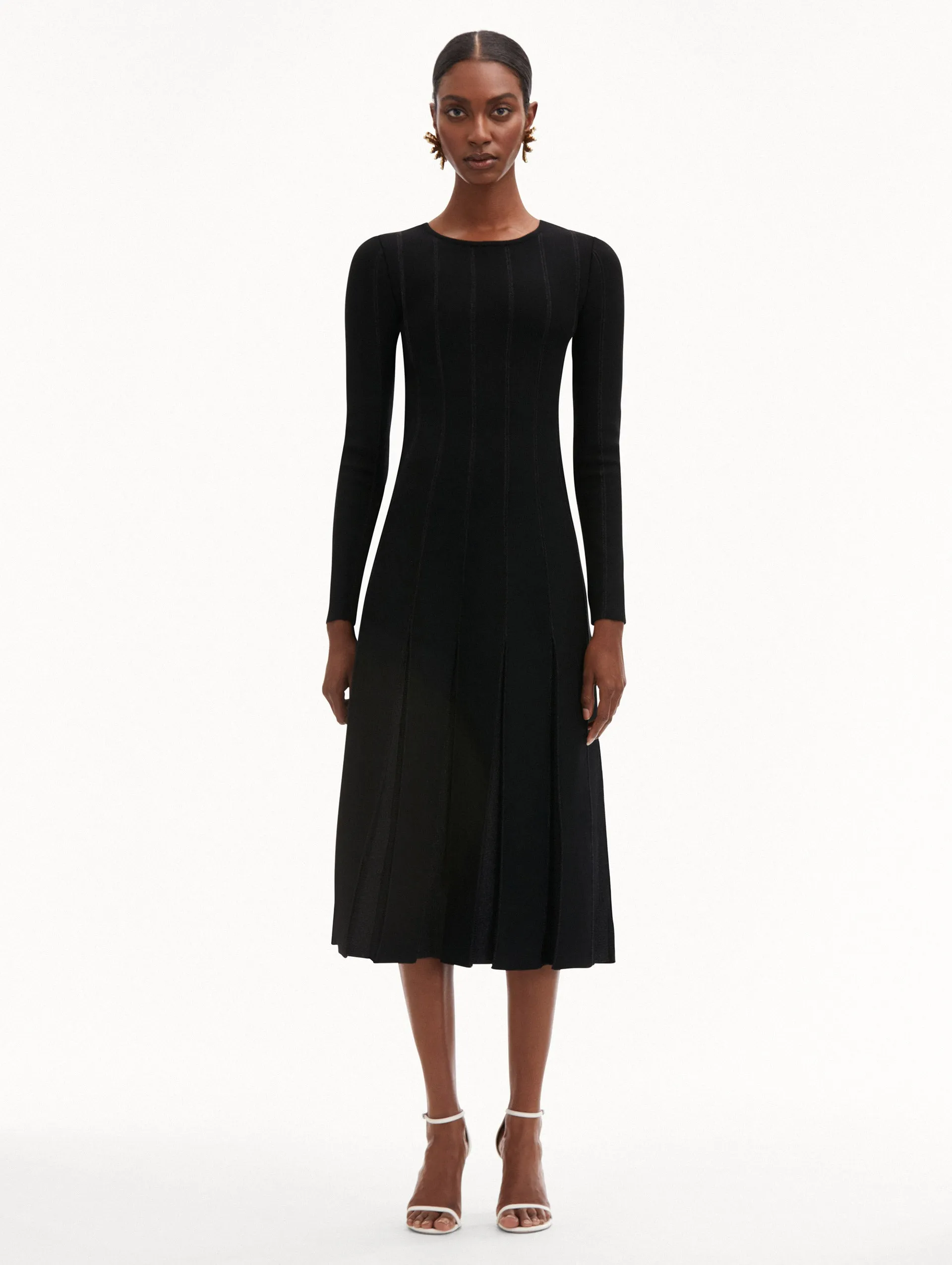 Pleated Inset Knit Dress sold by Oscar de la Renta product image thumbnail 2
