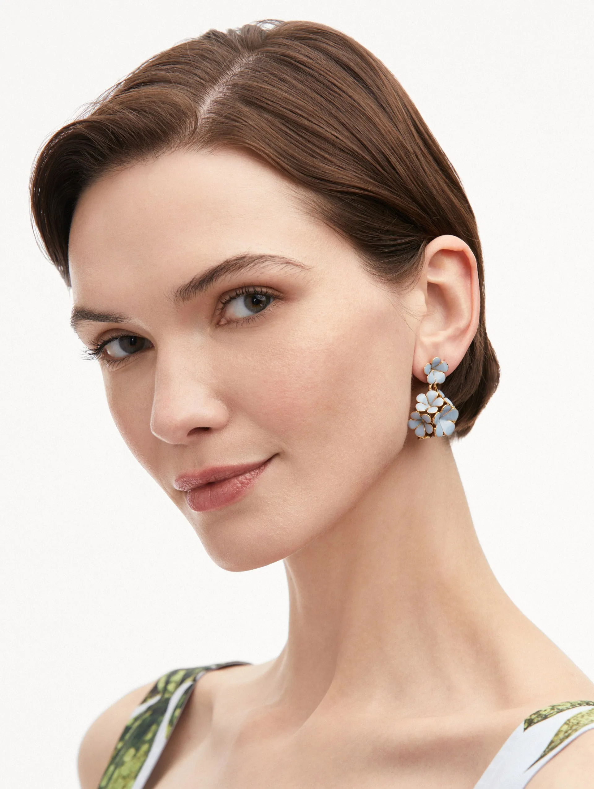 Enamel Flower Drop Clip-On Earrings sold by Oscar de la Renta product image thumbnail 2