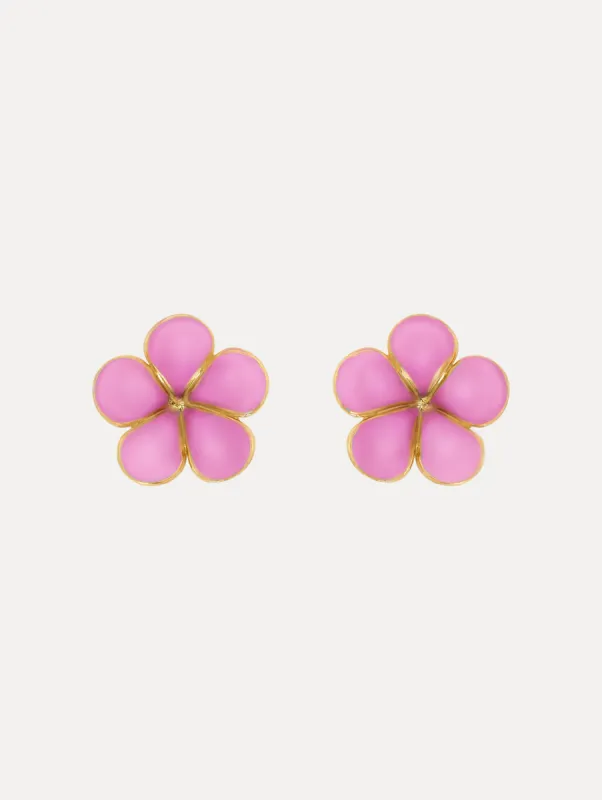 Enamel Flower Stud Earrings sold by Oscar de la Renta