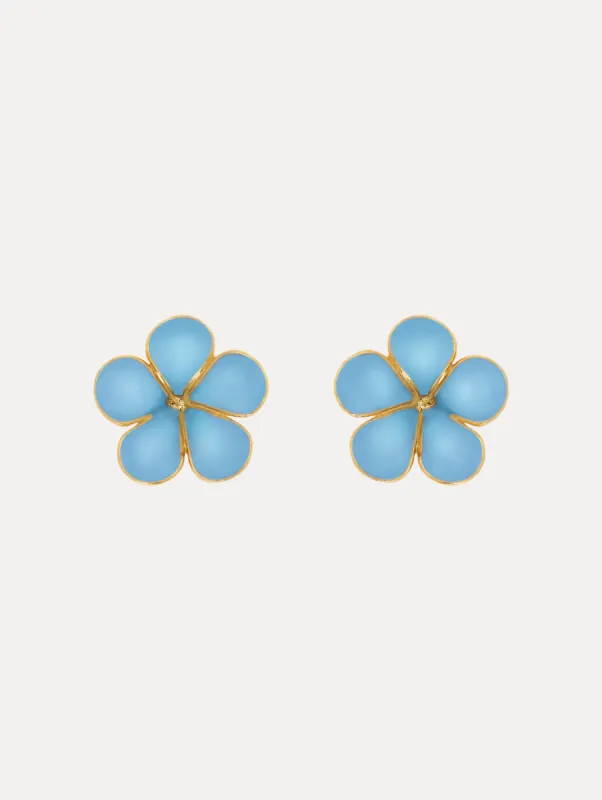 Enamel Flower Stud Earrings made by Oscar de la Renta