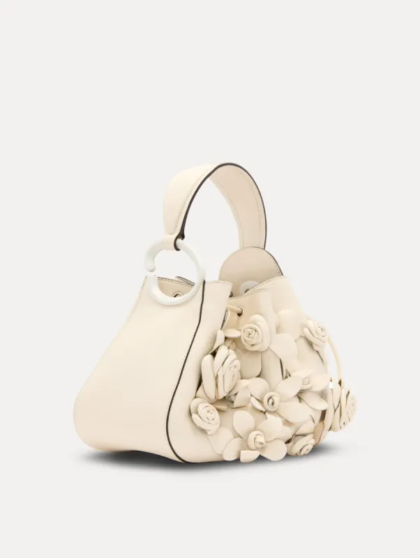 Floral Appliqué O Handle Bag sold by Oscar de la Renta