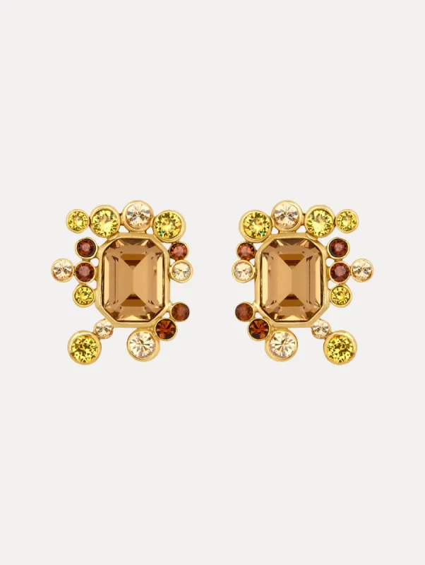 Mixed Crystal Cluster Earrings sold by Oscar de la Renta