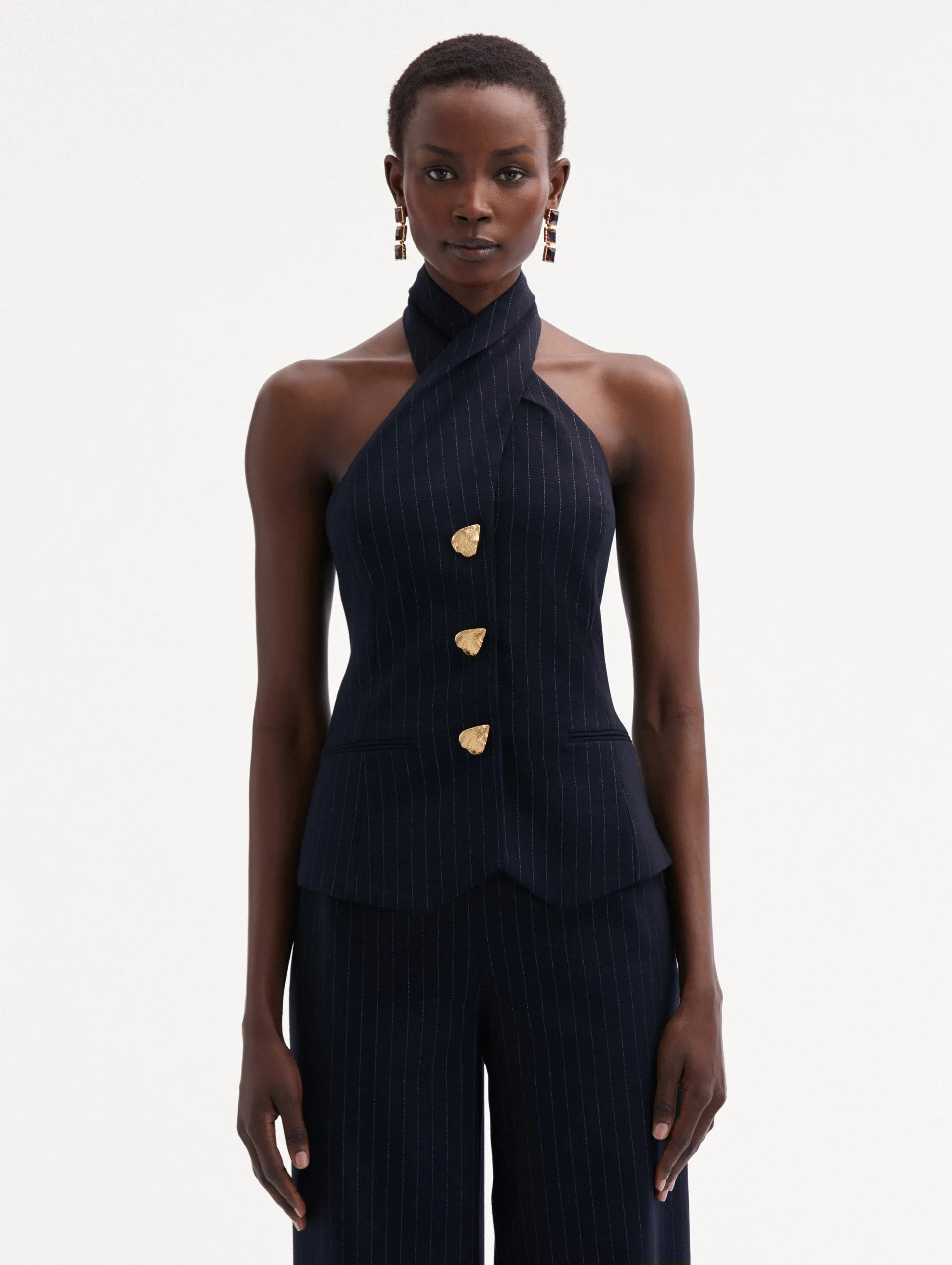 Pinstriped Halter Blouse sold by Oscar de la Renta product image thumbnail 3