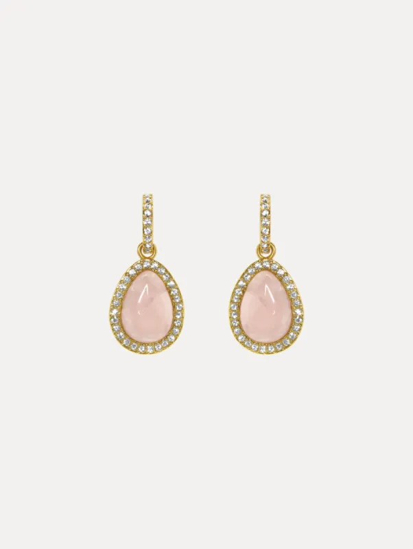 Rose Quartz Cabochon Drop Earrings sold by Oscar de la Renta