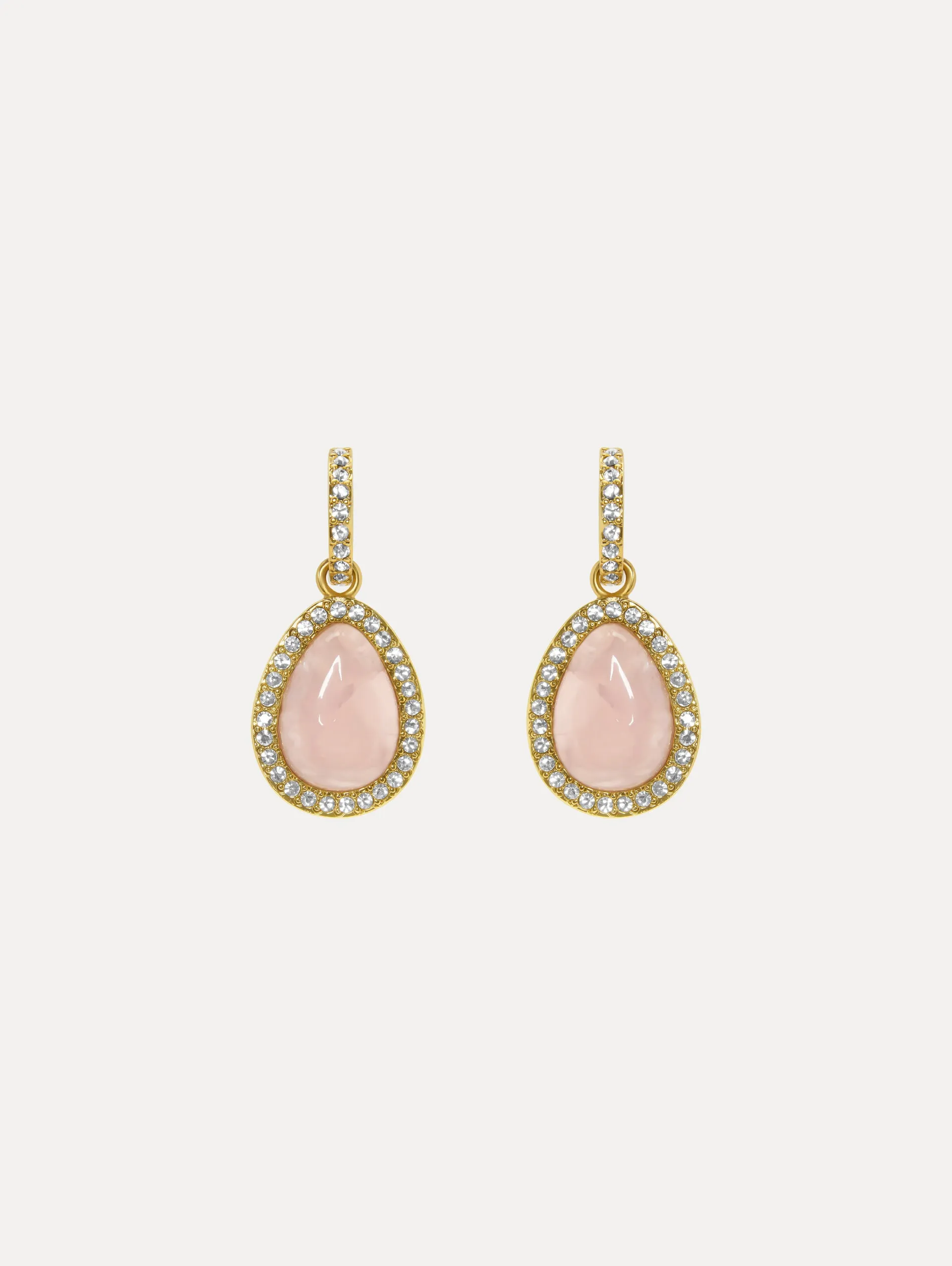 Rose Quartz Cabochon Drop Earrings sold by Oscar de la Renta