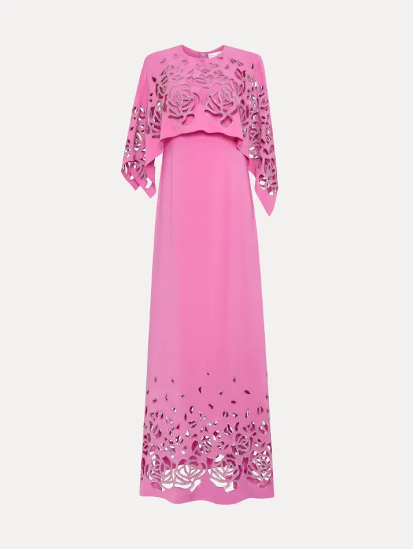 Rose Embroidered Cape Caftan sold by Oscar de la Renta