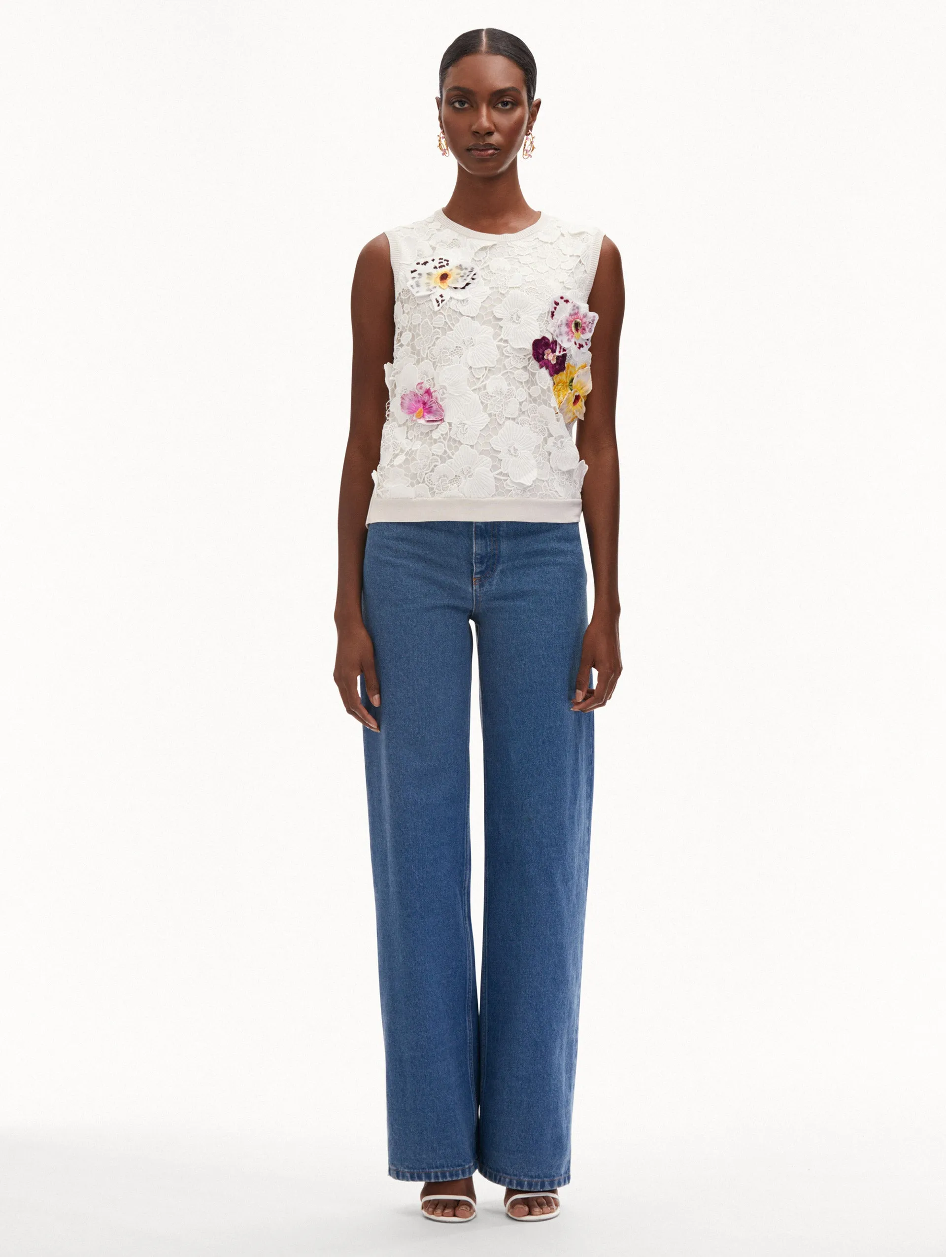Orchid Threadwork Inset Tank sold by Oscar de la Renta product image thumbnail 3