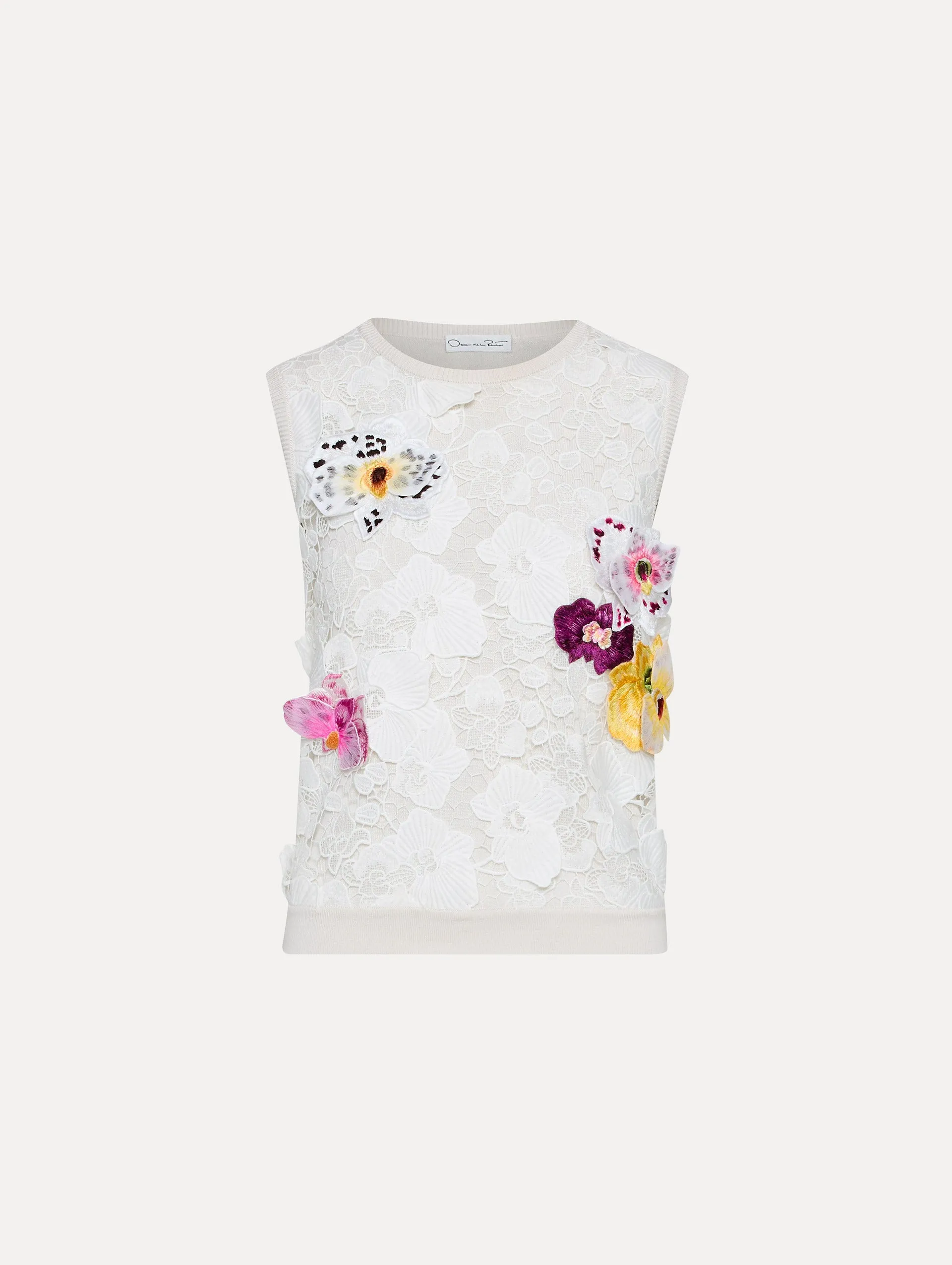 Orchid Threadwork Inset Tank sold by Oscar de la Renta