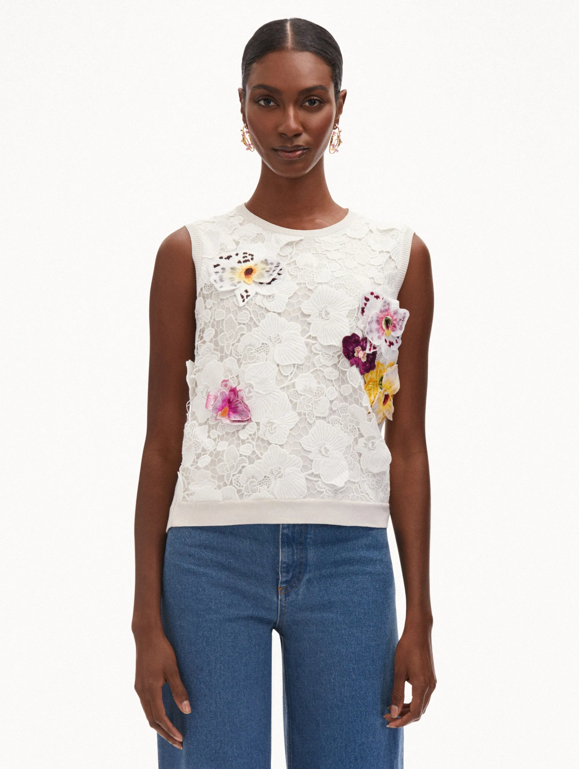 Orchid Threadwork Inset Tank sold by Oscar de la Renta product image thumbnail 2
