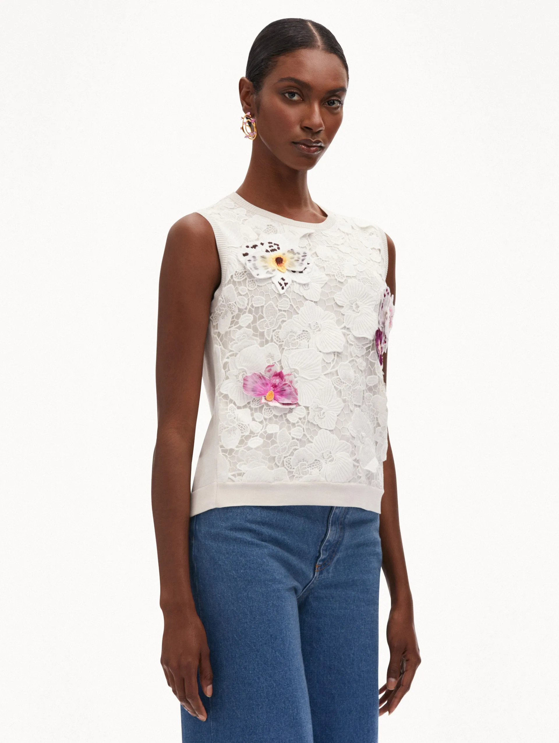 Orchid Threadwork Inset Tank sold by Oscar de la Renta product image thumbnail 5