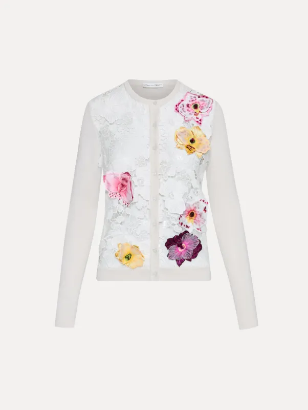 Orchid Threadwork Inset Cardigan sold by Oscar de la Renta