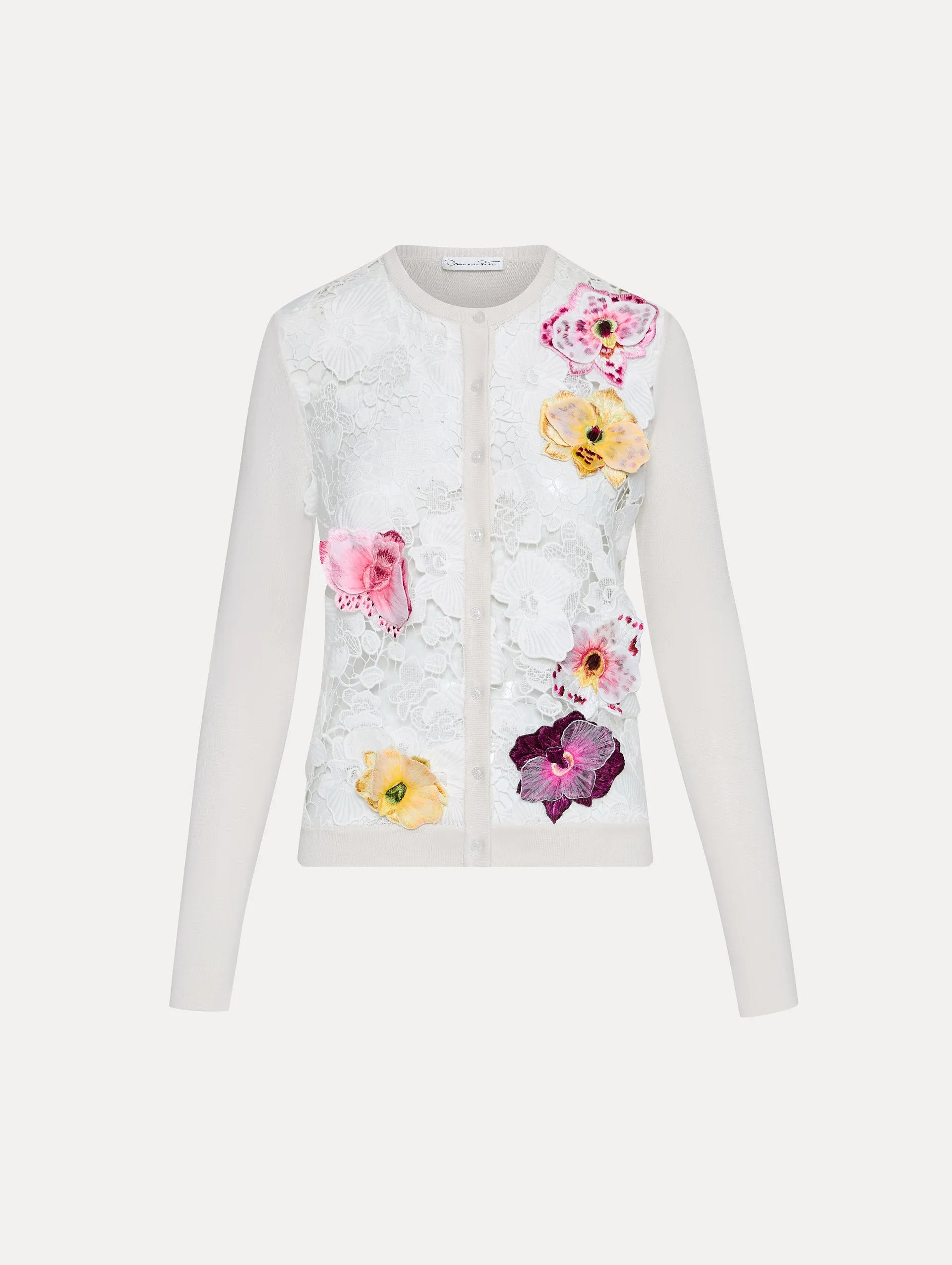 Orchid Threadwork Inset Cardigan sold by Oscar de la Renta