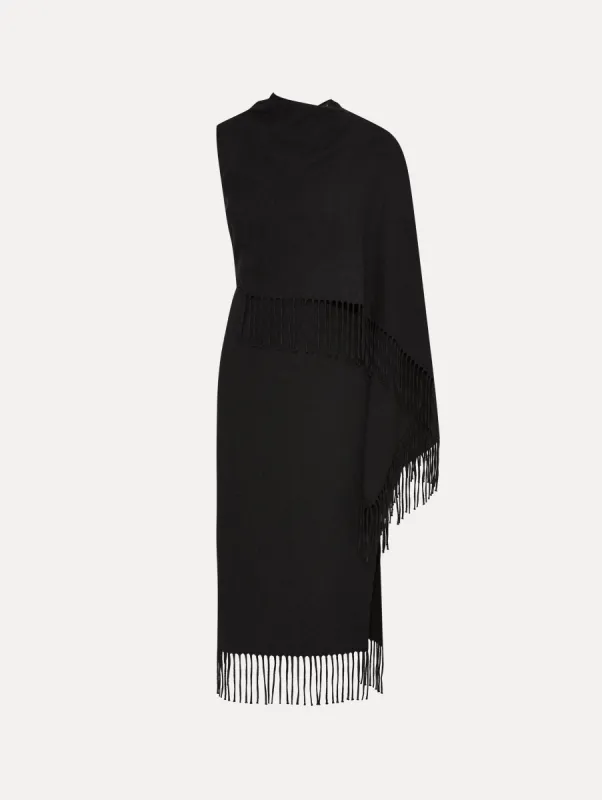 Fringed Cape Midi Dress sold by Oscar de la Renta