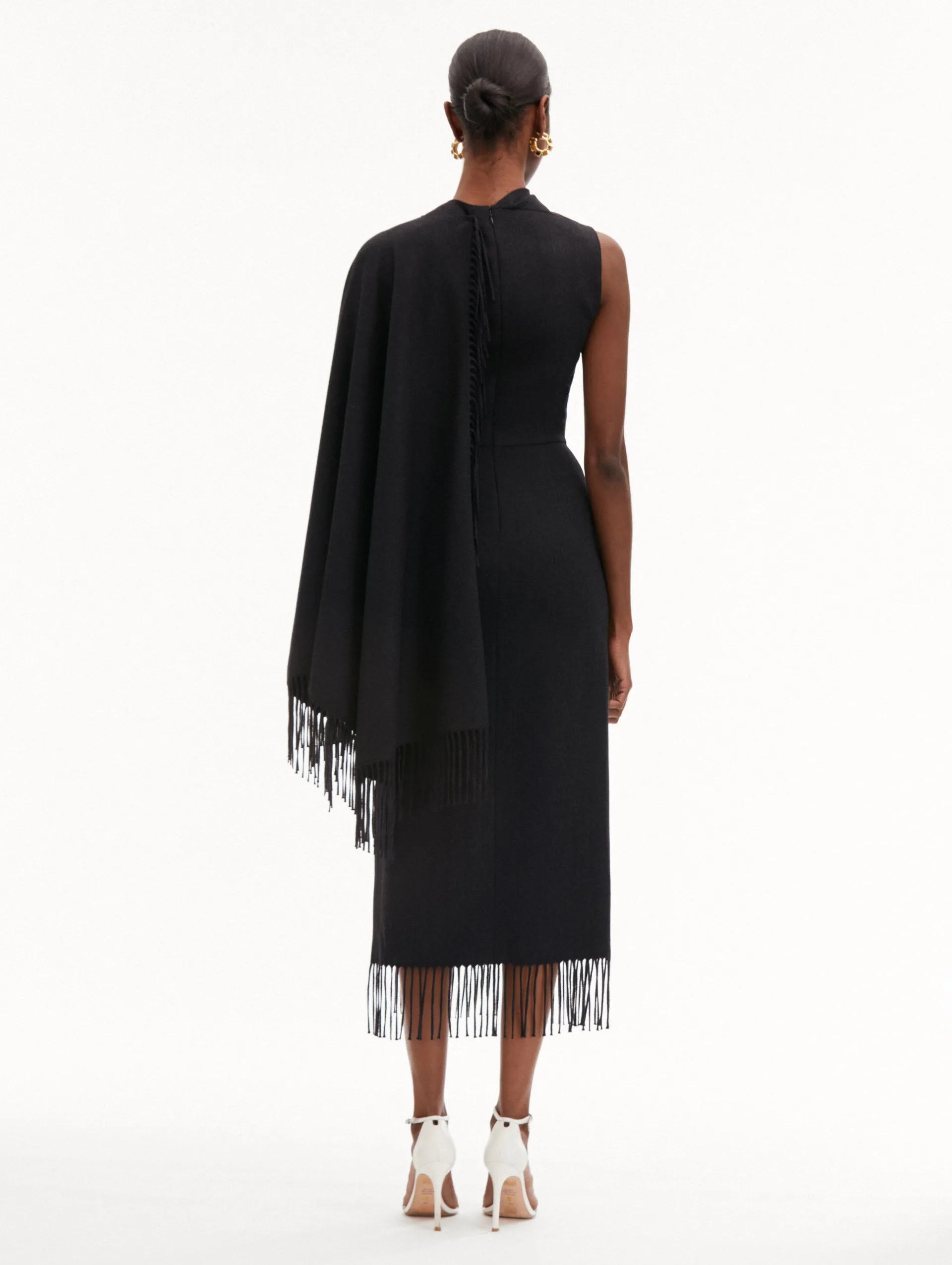 Fringed Cape Midi Dress sold by Oscar de la Renta product image thumbnail 3