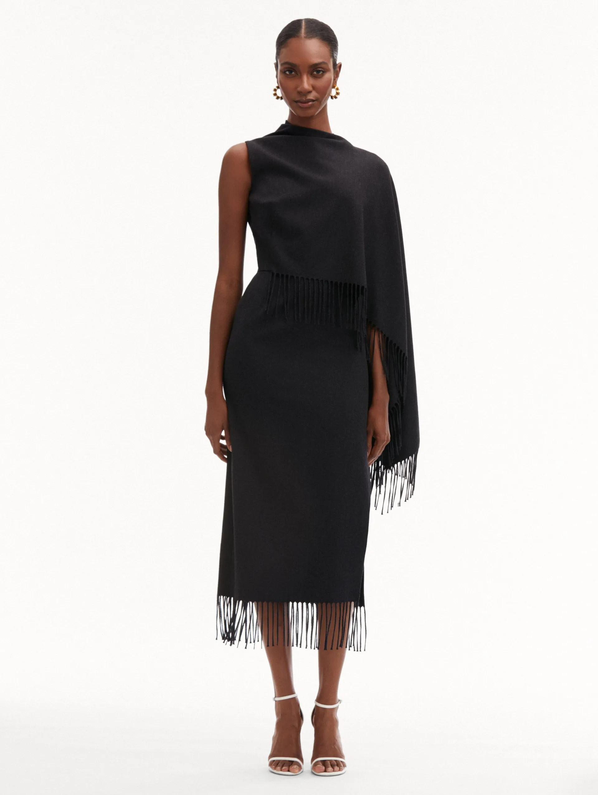 Fringed Cape Midi Dress sold by Oscar de la Renta product image thumbnail 2