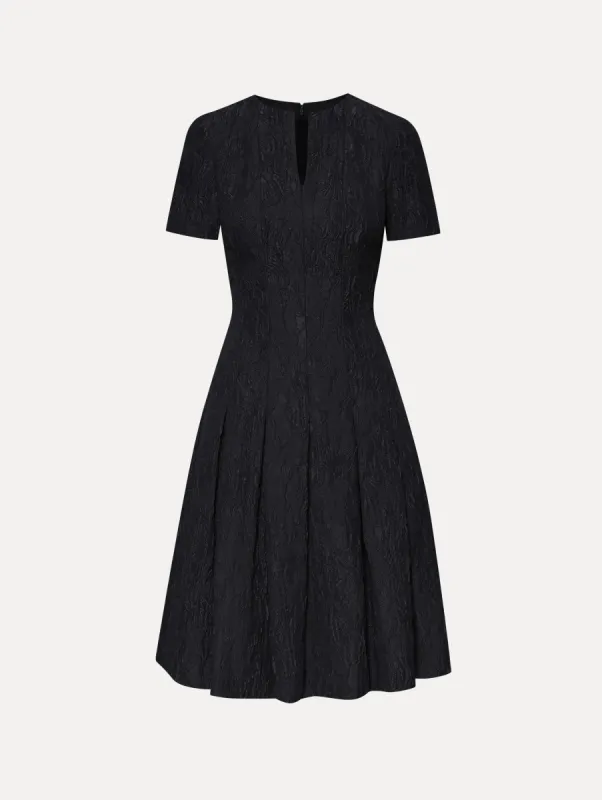 Split Neck Floral Cloque Faille Dress sold by Oscar de la Renta