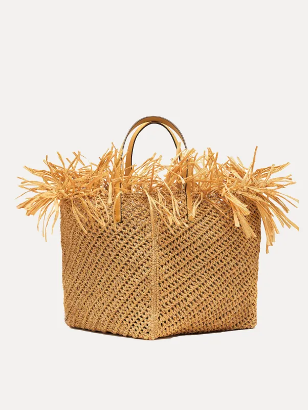Medium Raffia Crochet Square Tote sold by Oscar de la Renta