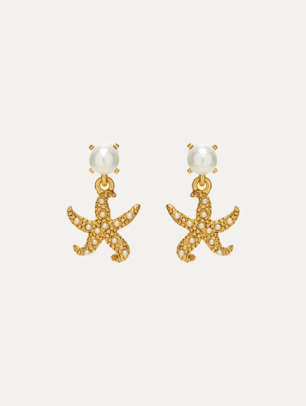 Pearl Starfish Drop Earrings sold by Oscar de la Renta