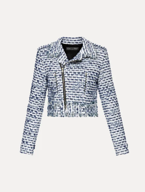 Denim Tweed Biker Jacket sold by Oscar de la Renta