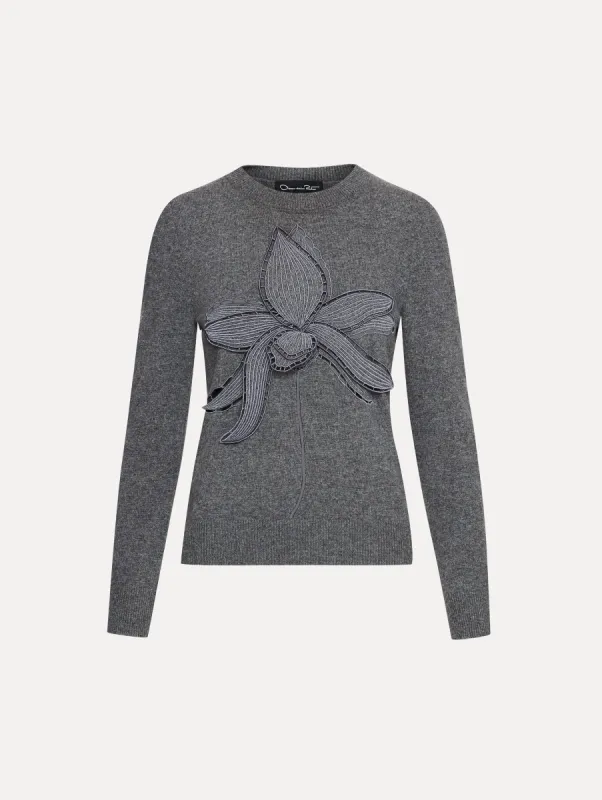 Orchid Embroidered Pullover sold by Oscar de la Renta