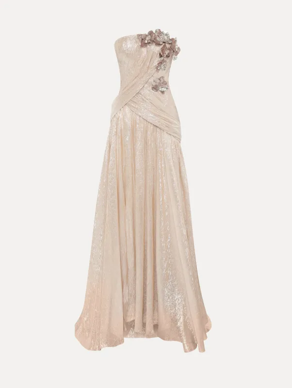 Orchid Embroidered Silk Chiffon Gown sold by Oscar de la Renta