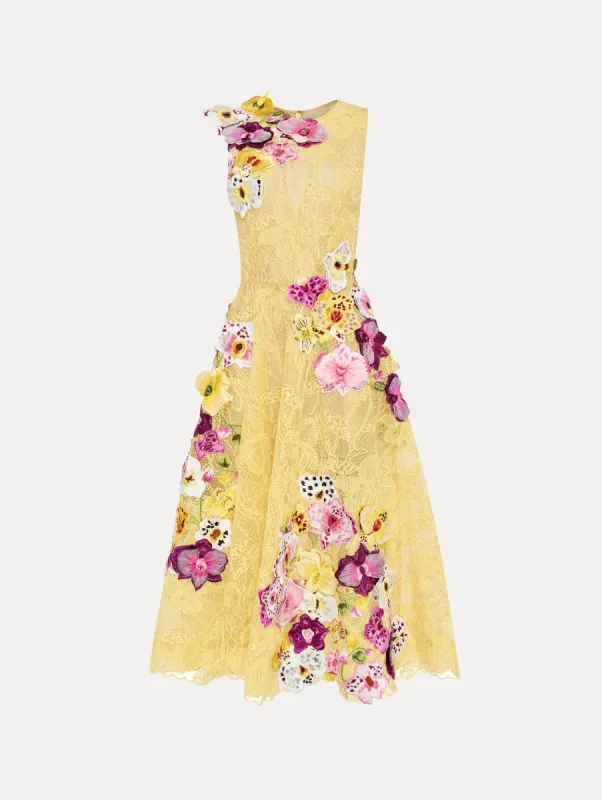 Orchid Embroidered Picot Lace Dress sold by Oscar de la Renta