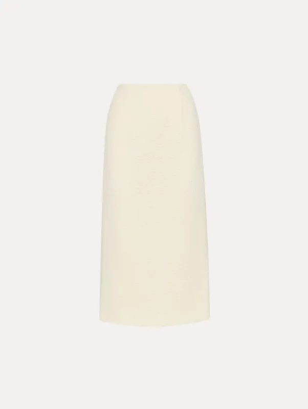 Orchid Embroidered Tweed Skirt sold by Oscar de la Renta