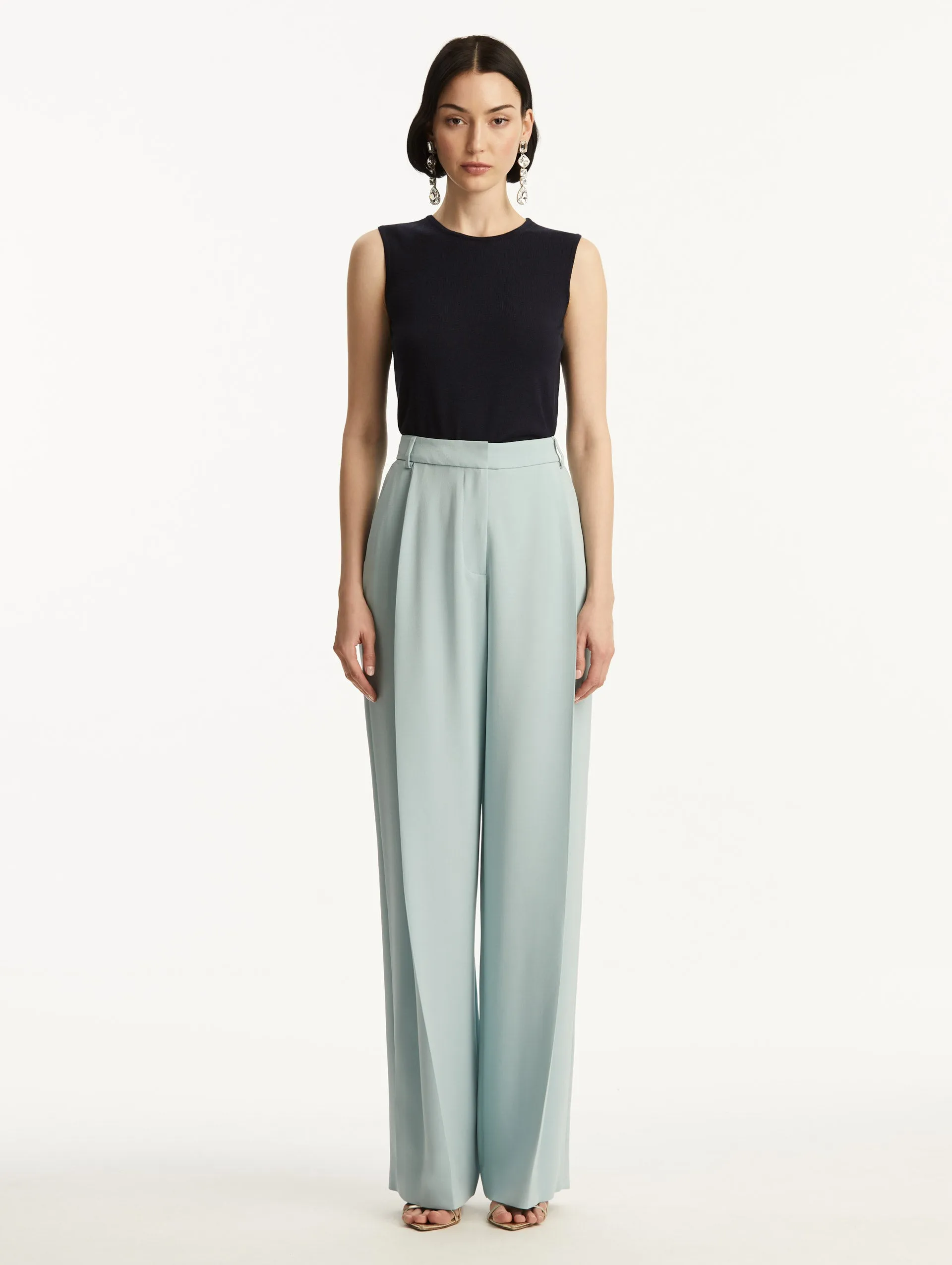 Wide Leg Silk Georgette Pant sold by Oscar de la Renta product image thumbnail 2