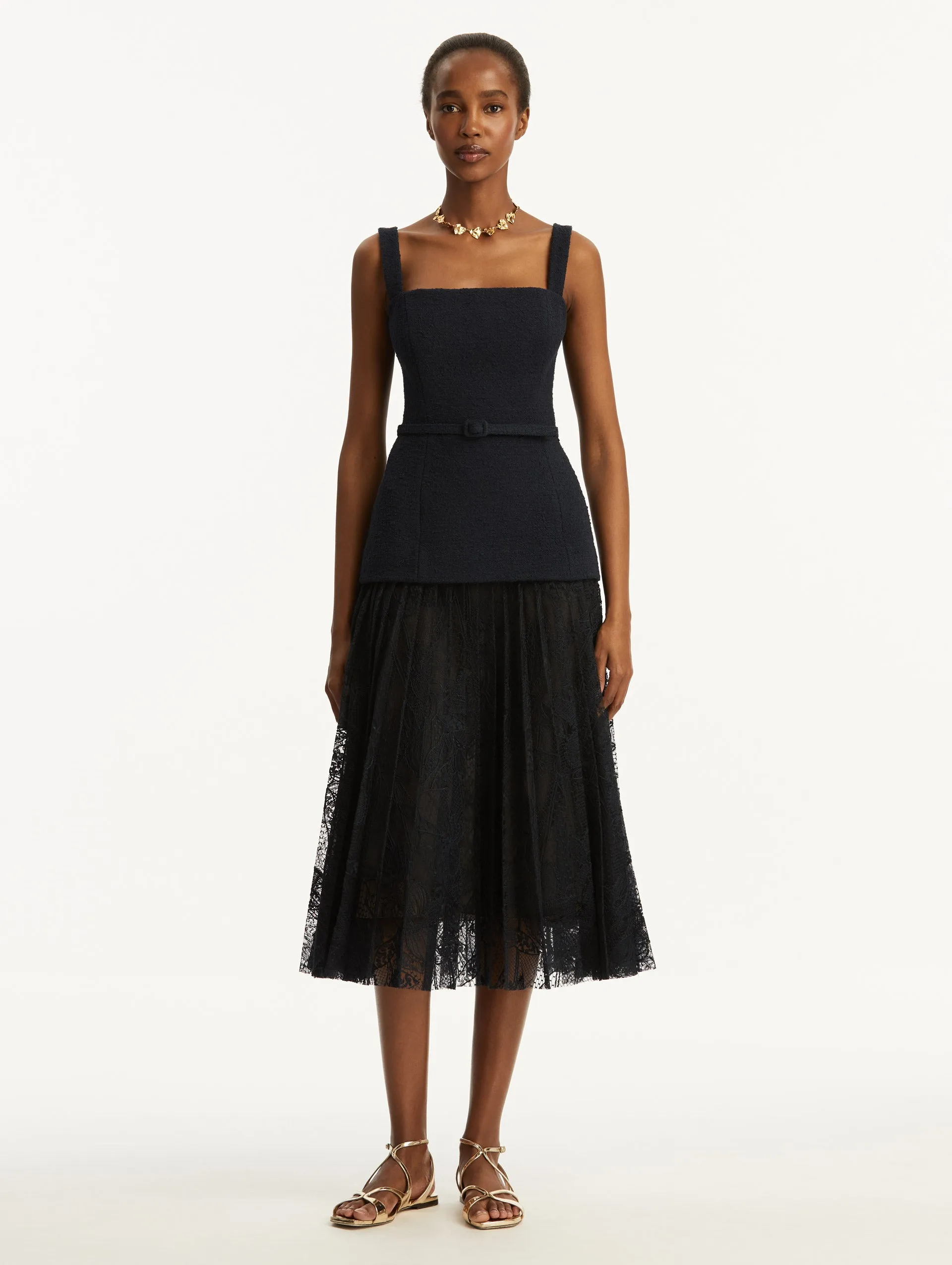 Orchid Guipure & Tweed Dress sold by Oscar de la Renta product image thumbnail 2