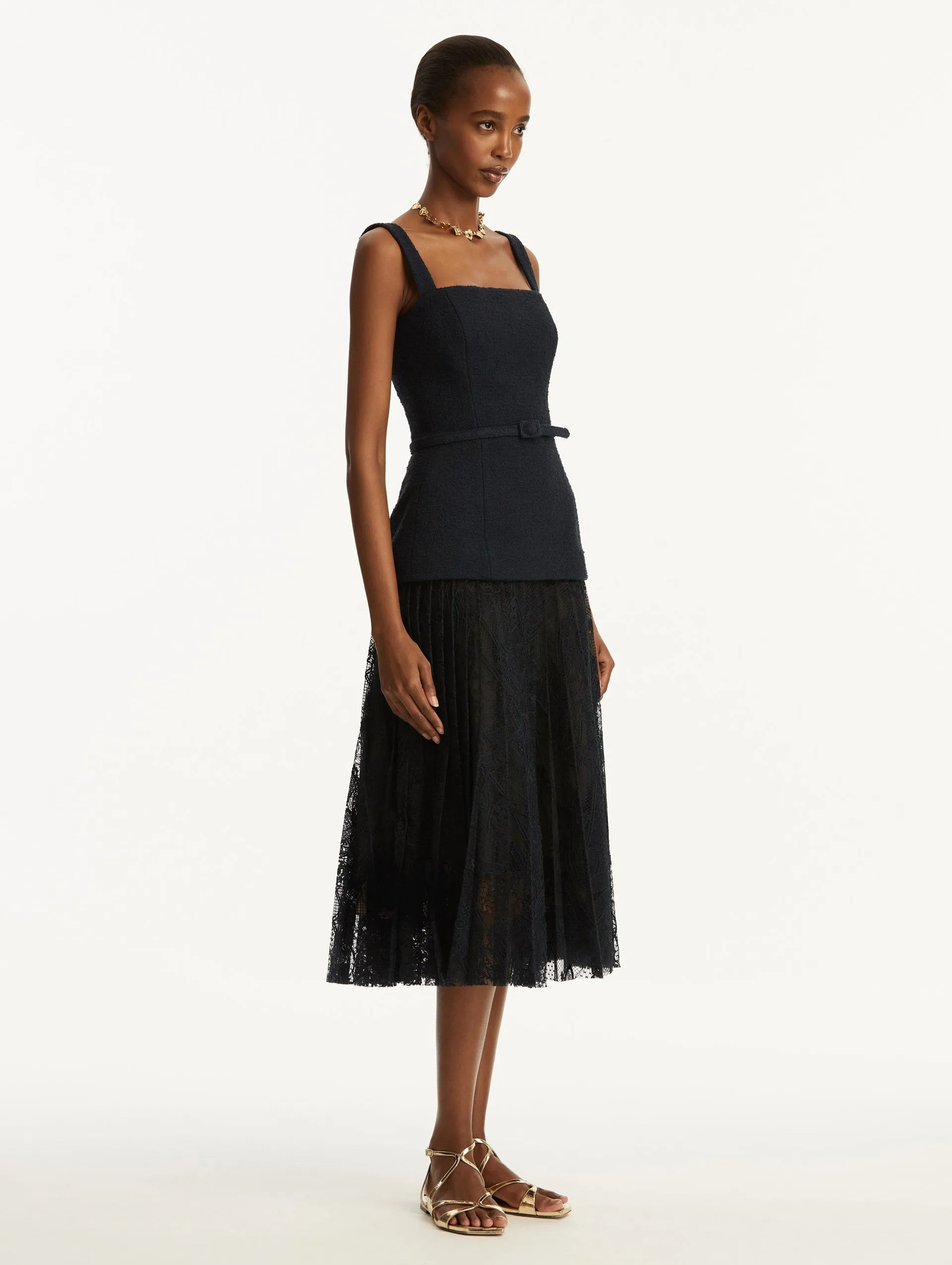 Orchid Guipure & Tweed Dress sold by Oscar de la Renta product image thumbnail 4