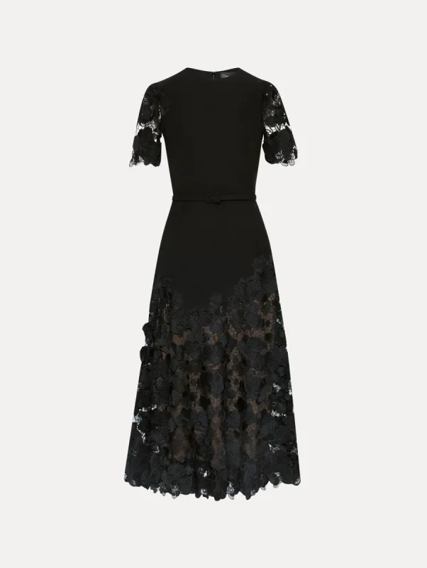 Orchid Guipure Lace Inset Dress sold by Oscar de la Renta