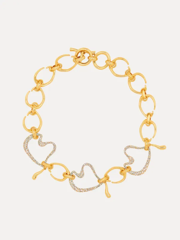 Pavé Heart O Chain-Link Necklace sold by Oscar de la Renta