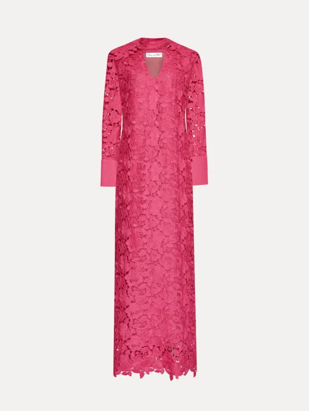 English Rose Guipure Long Sleeve Gown sold by Oscar de la Renta