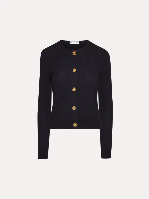 English Rose Button Cardigan sold by Oscar de la Renta