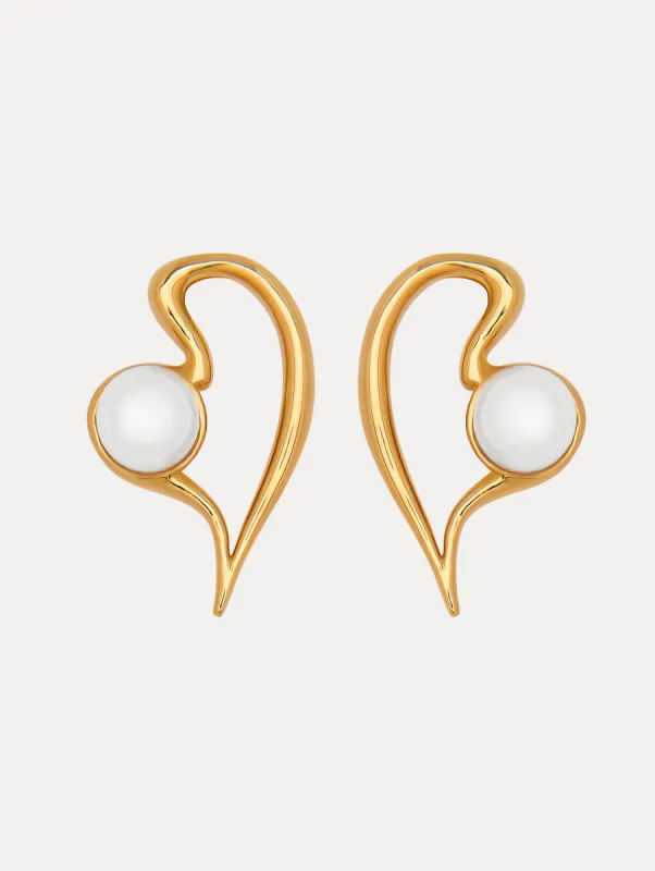 Large Pearl Heart Earrings sold by Oscar de la Renta