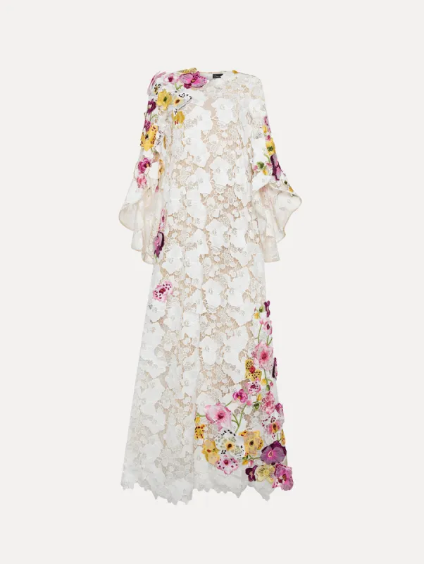 Orchid Embroidered Guipure Caftan sold by Oscar de la Renta