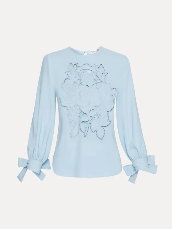 English Rose Cutout Georgette Blouse sold by Oscar de la Renta