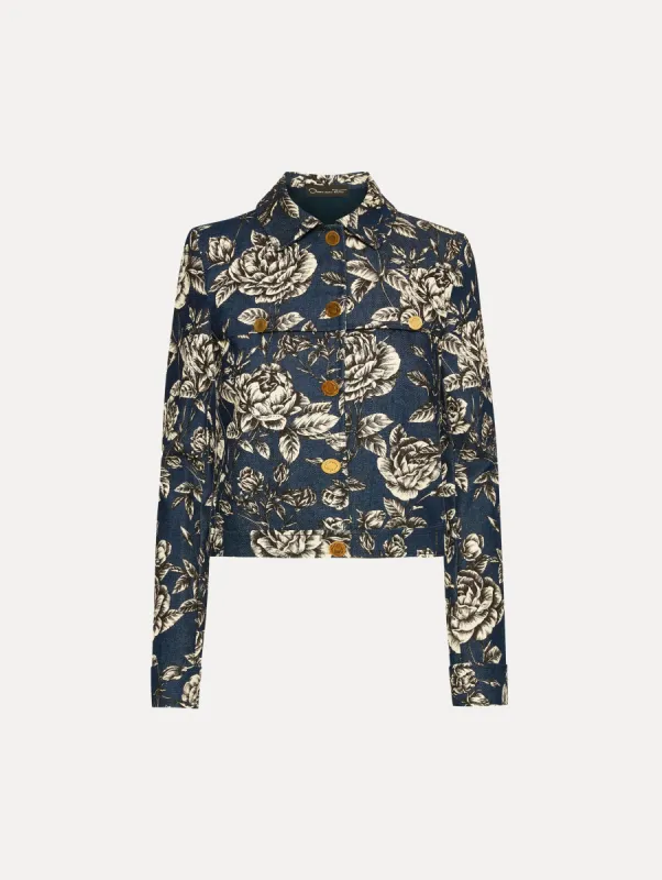 Rose Printed Denim Jacket sold by Oscar de la Renta