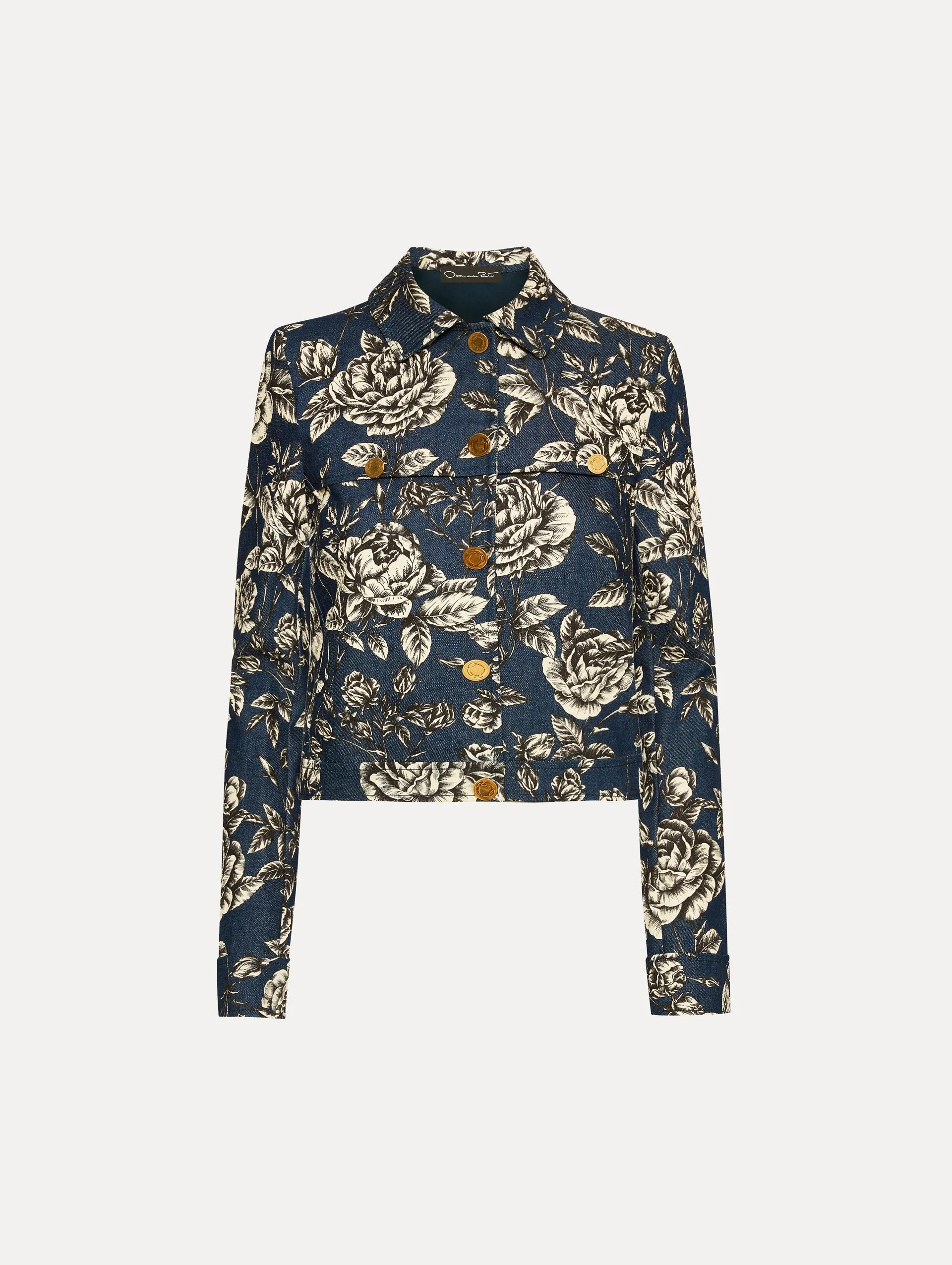 Rose Printed Denim Jacket sold by Oscar de la Renta