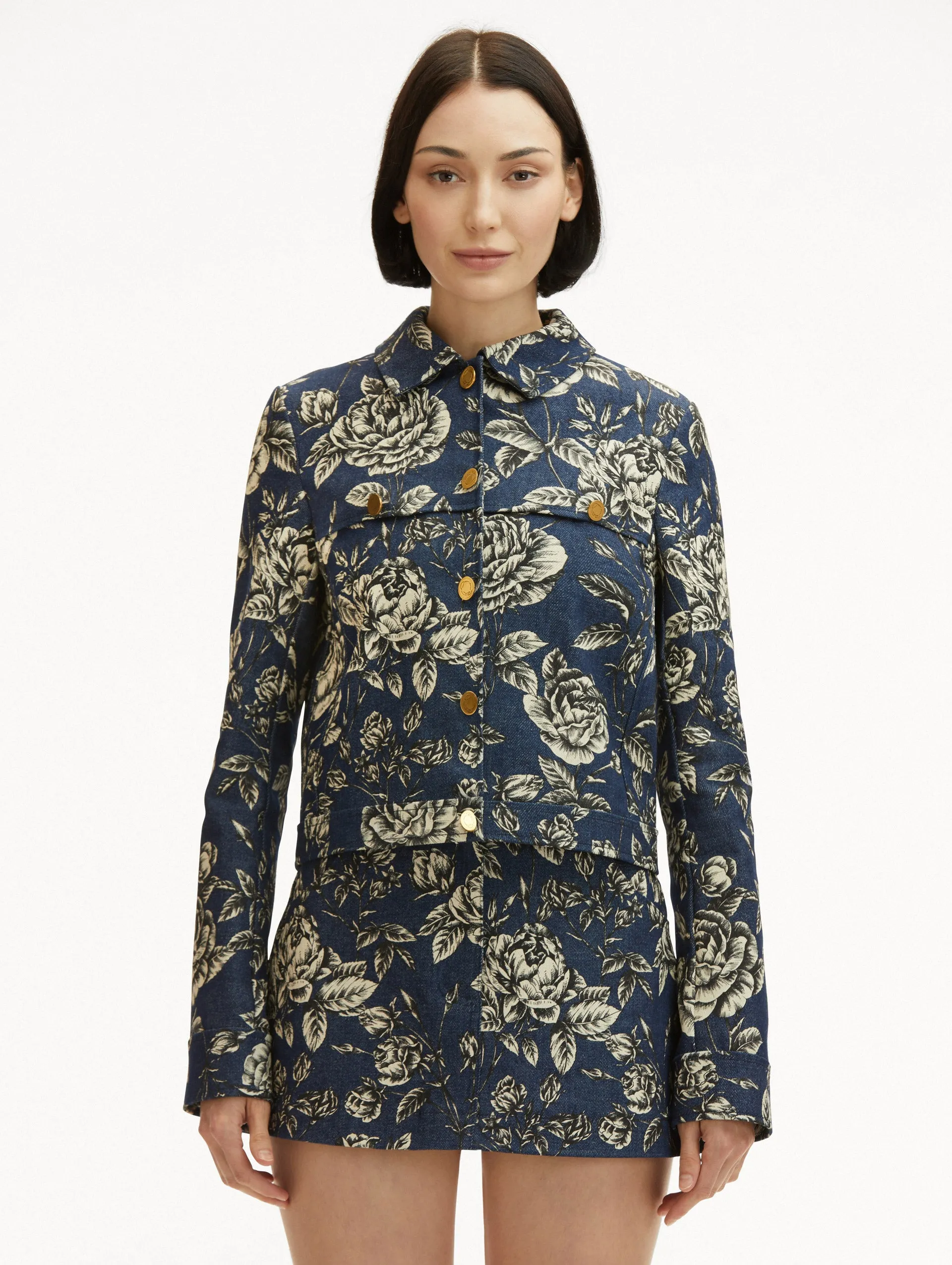 Rose Printed Denim Jacket sold by Oscar de la Renta product image thumbnail 2