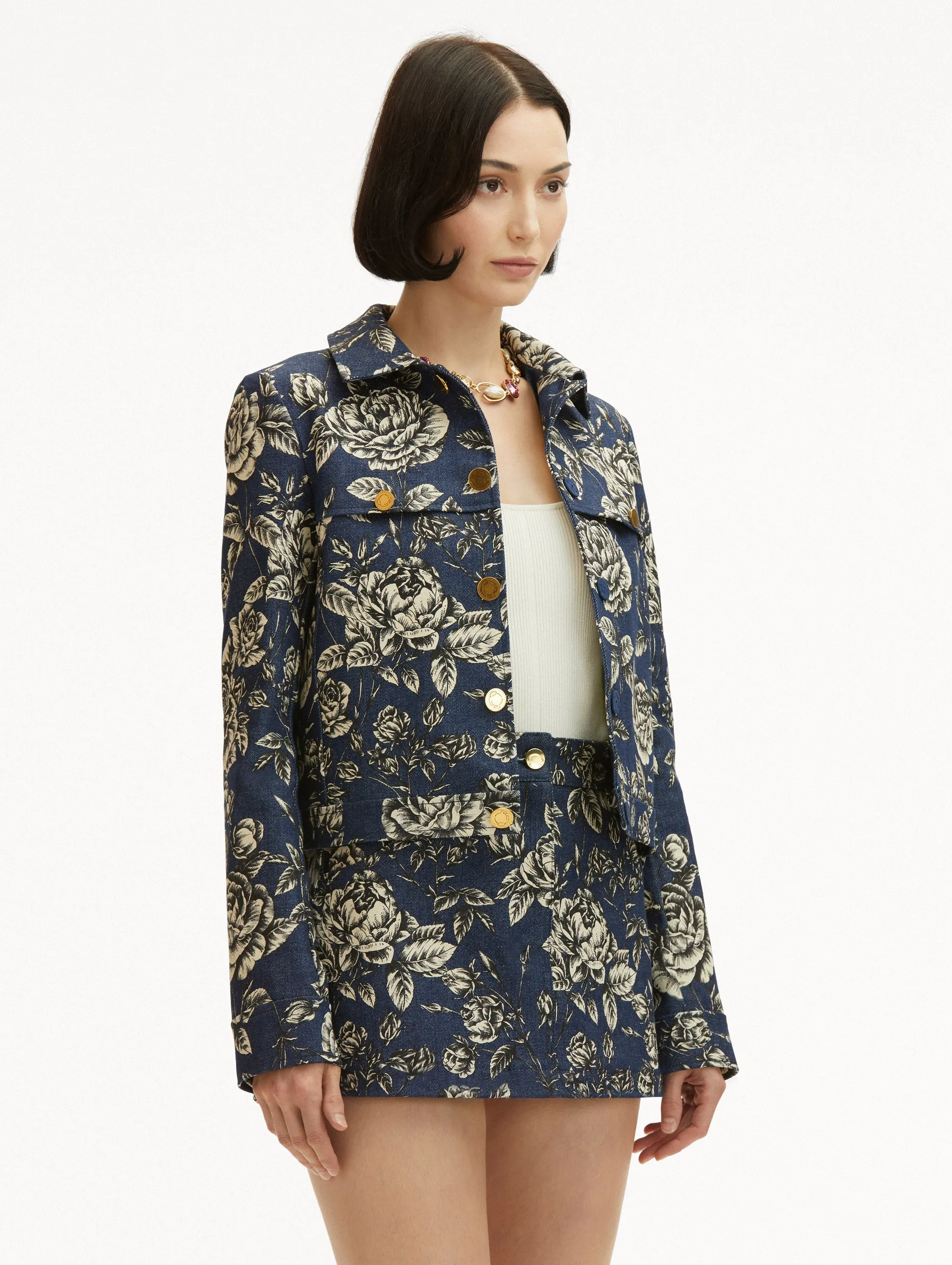Rose Printed Denim Jacket sold by Oscar de la Renta product image thumbnail 5