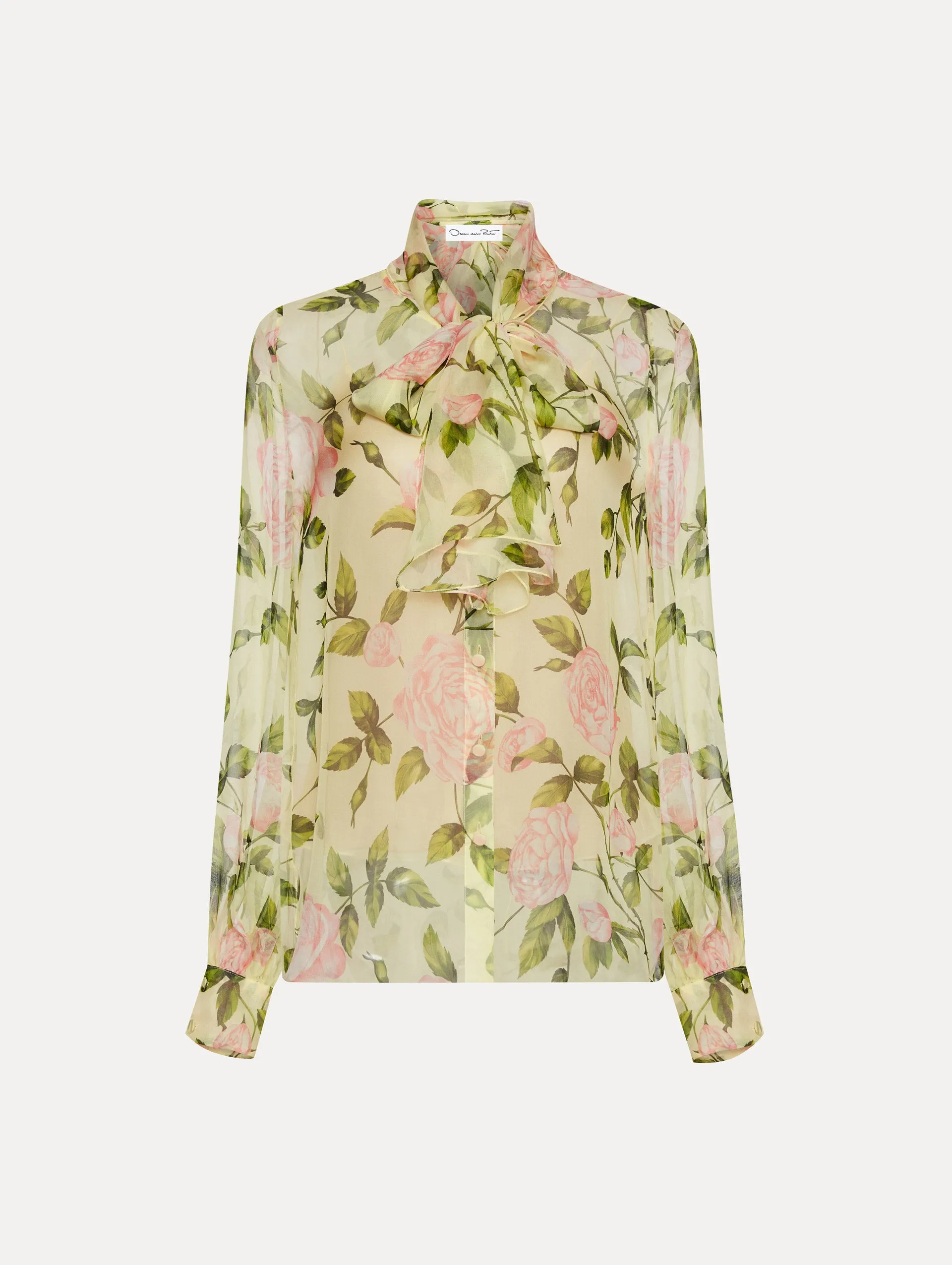 English Rose Silk Chiffon Blouse sold by Oscar de la Renta