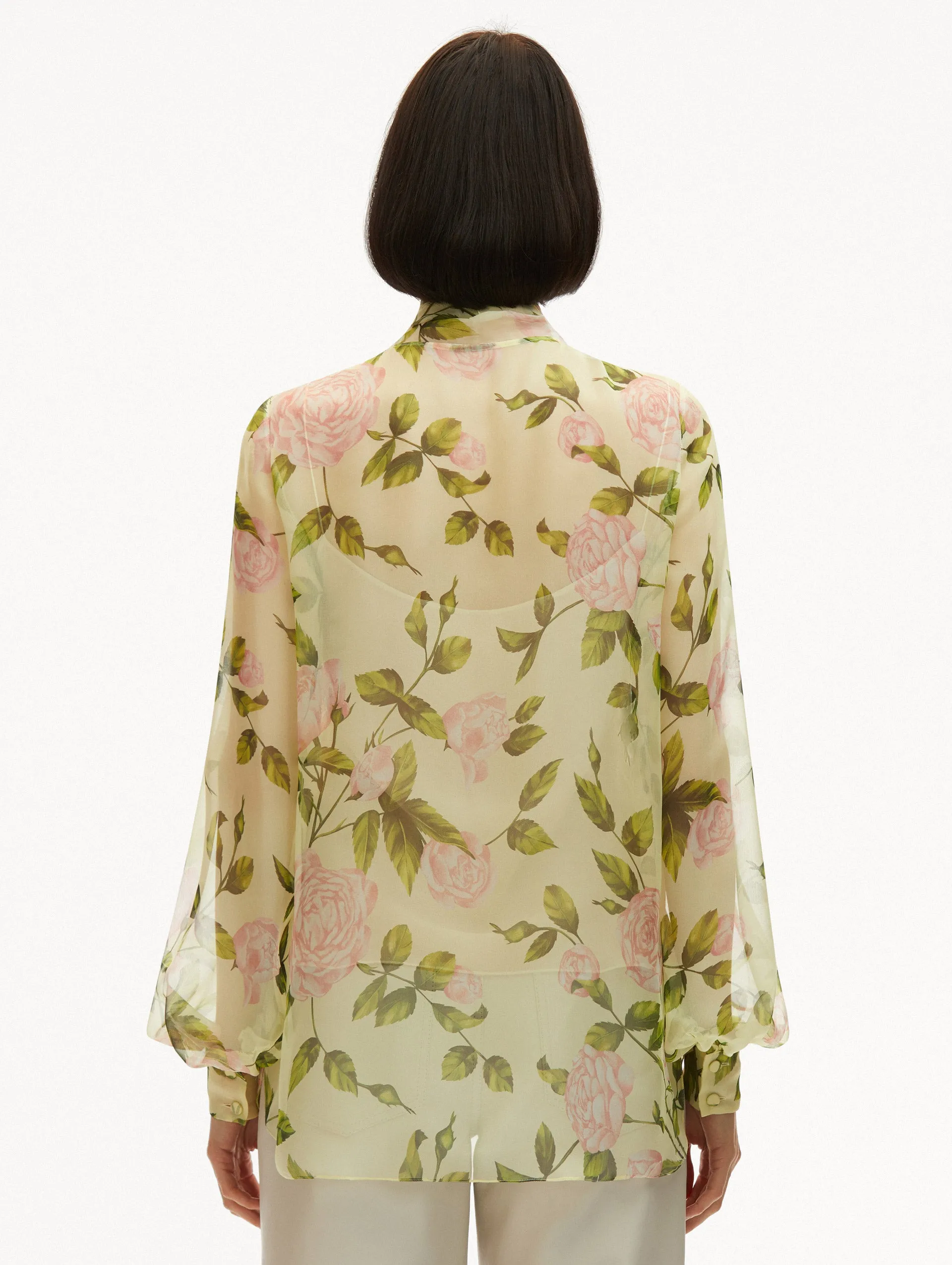 English Rose Silk Chiffon Blouse sold by Oscar de la Renta product image thumbnail 4