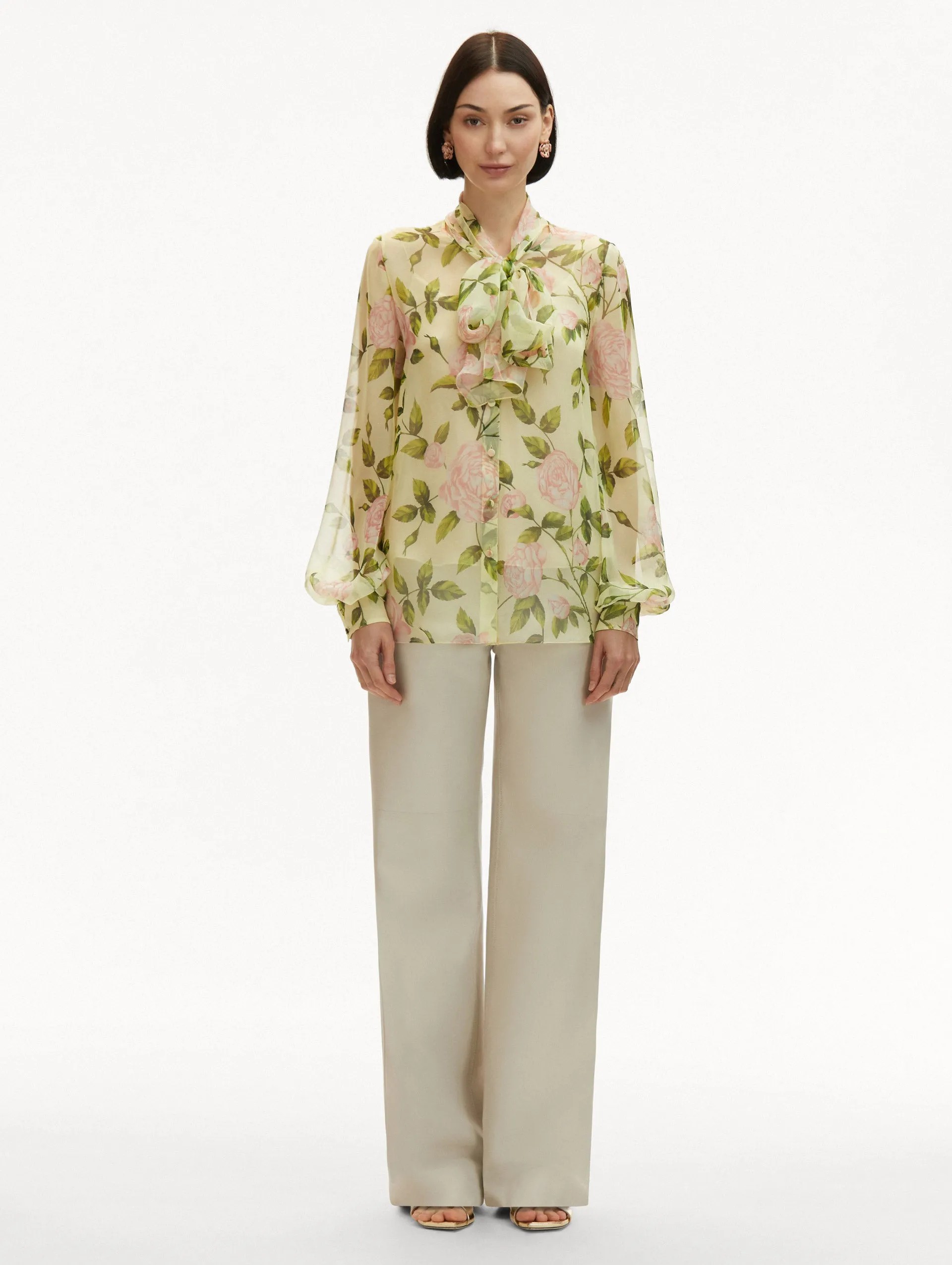 English Rose Silk Chiffon Blouse sold by Oscar de la Renta product image thumbnail 3